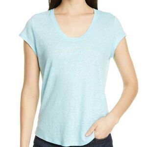 Nordstrom Signature 100% Linen Scoop Neck Top size Large.  New with tag!